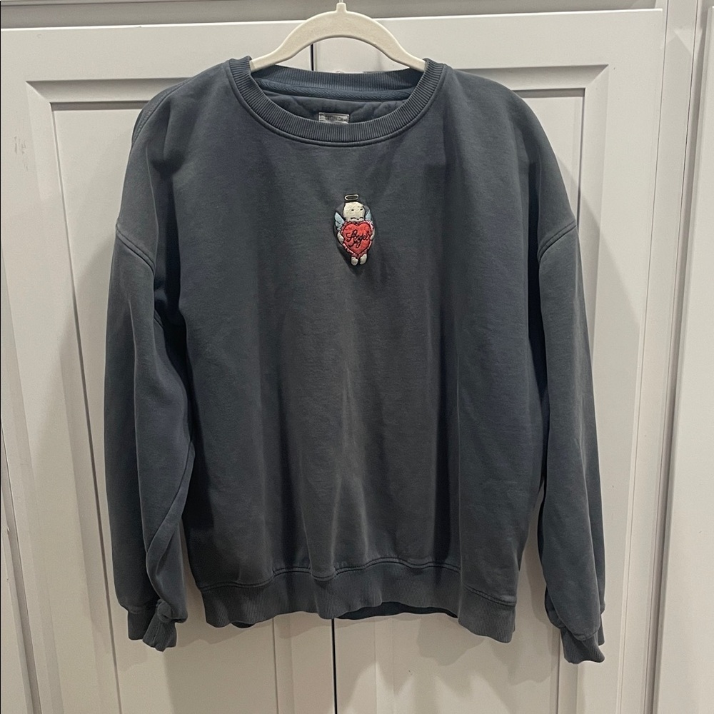 Cotton On Dark Gray Crewneck Sweater with Angel Patch
